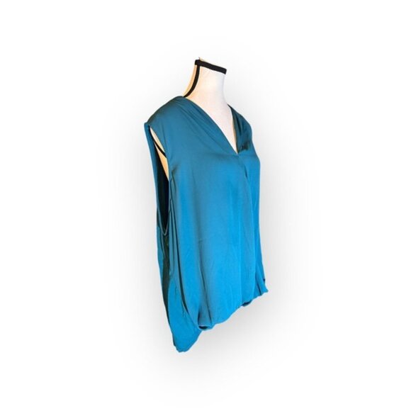 Women’s Reitmans 2X Teal Turquoise The Classics Sleeveless Wrap Chiffon Top - Picture 2 of 8